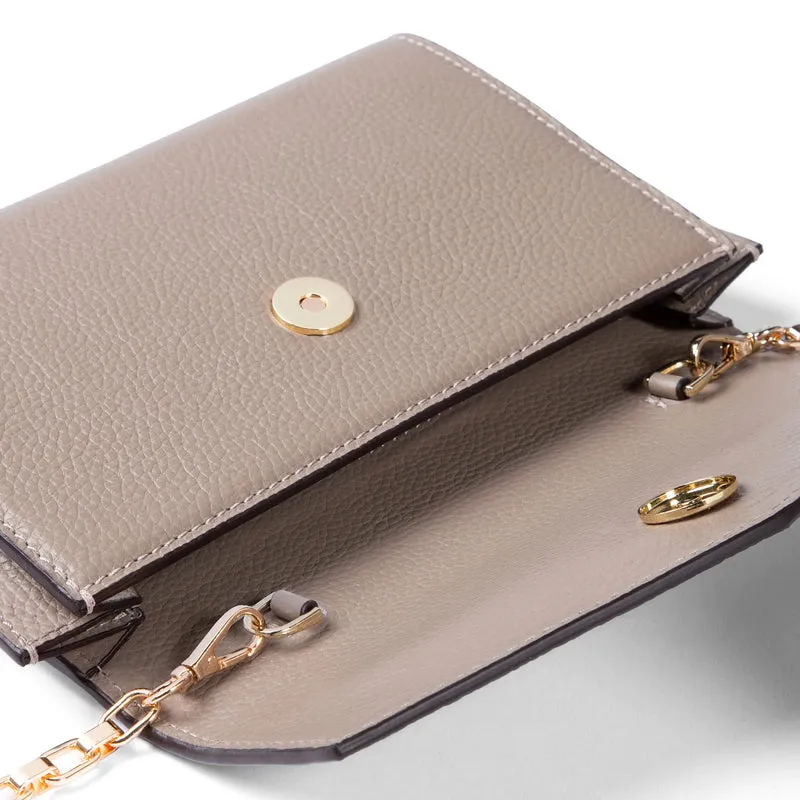 Isabel Bernard Honoré Lina Pochette Taupe Avec Chaîne D’Épaule Amovible IB21135-078