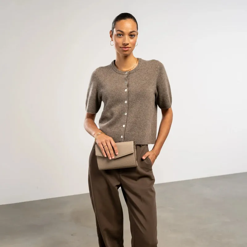 Isabel Bernard Honoré Lina Pochette Taupe Avec Chaîne D’Épaule Amovible IB21135-078