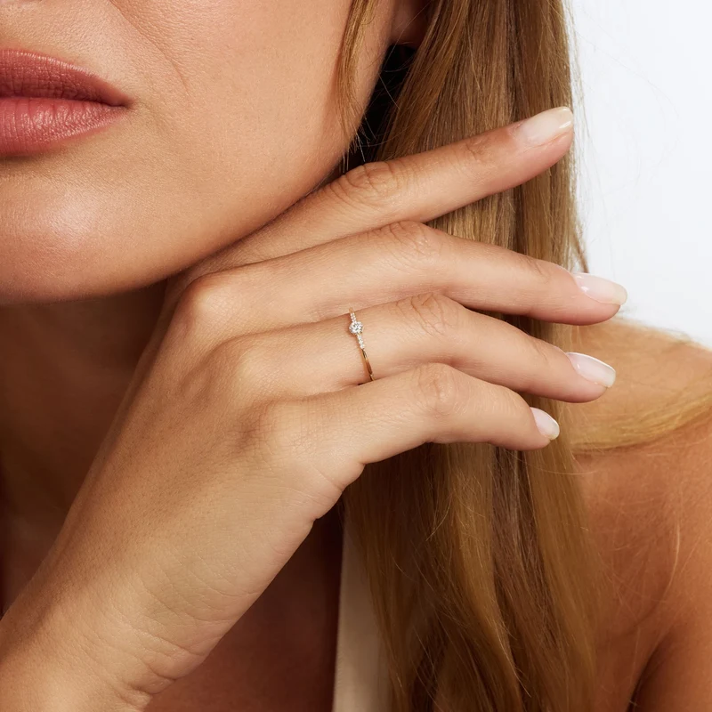 Isabel Bernard De la Paix Bague De la Paix Belinda en or 14 carats avec diamant 0,12 carat IBD330040-48
