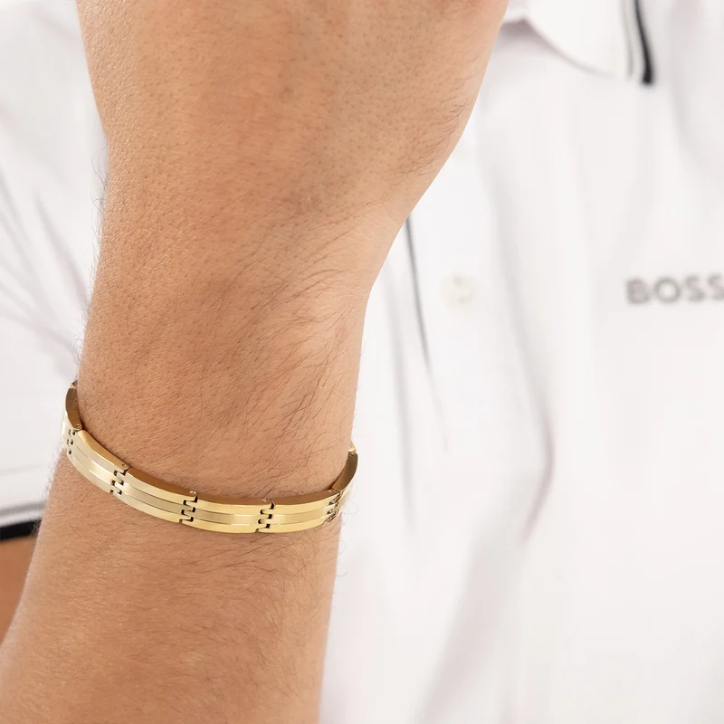 Hugo Boss Acier Inoxydable Doré Homme Bracelet Chaîne HBJ1580805