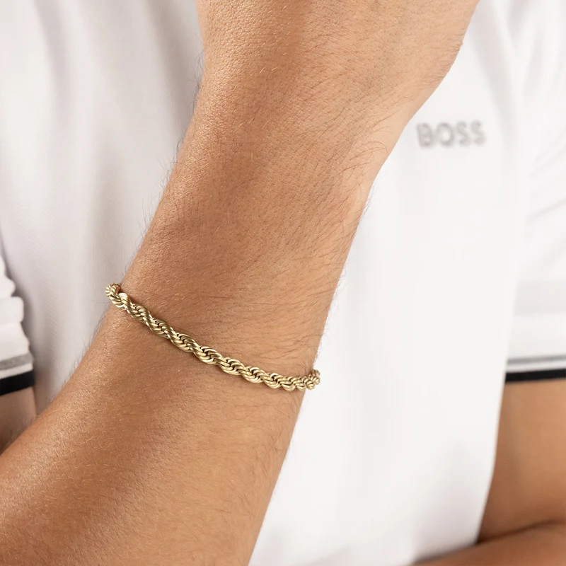 Hugo Boss Acier Inoxydable Doré Homme Bracelet Chaîne HBJ1580810M