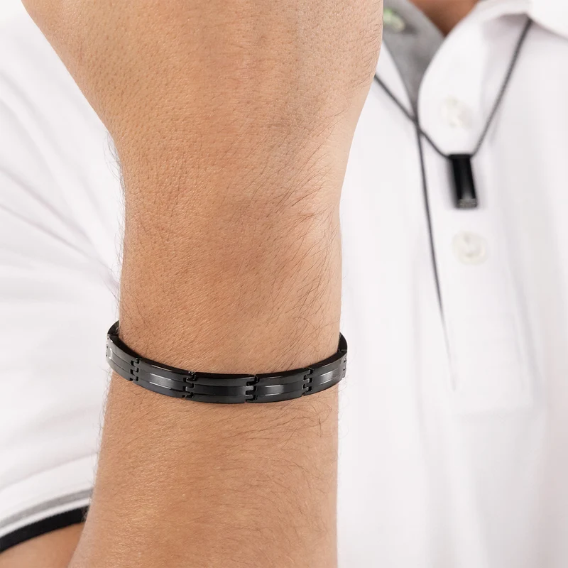Hugo Boss Acier Inoxydable Noir Homme Bracelet Chaîne HBJ1580804