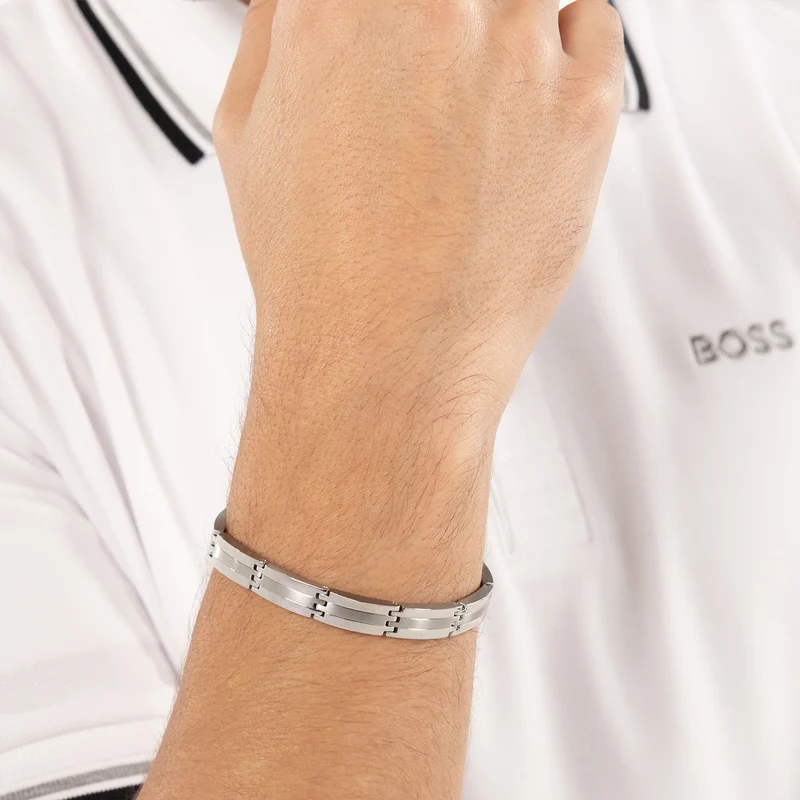 Hugo Boss Acier Inoxydable Argenté Homme Bracelet Chaîne HBJ1580803