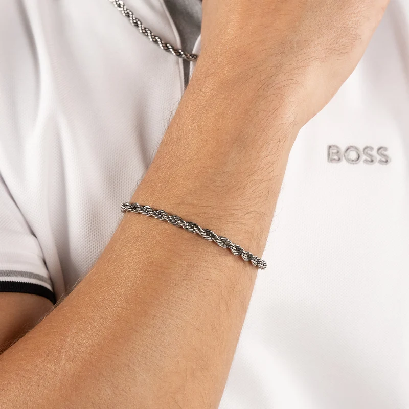 Hugo Boss Acier Inoxydable Argenté Homme Bracelet Chaîne HBJ1580809M