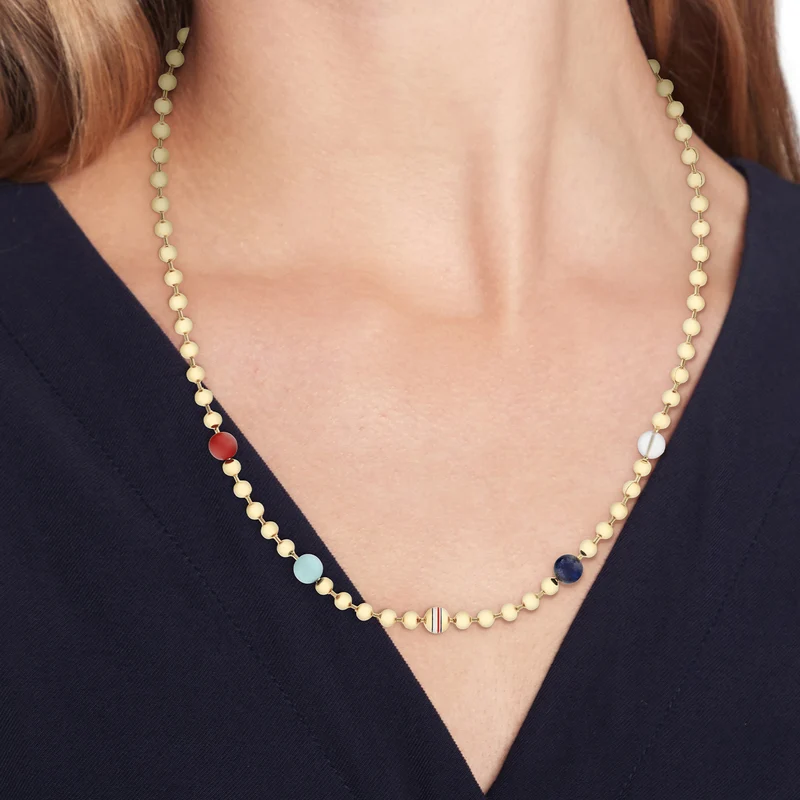 Tommy Hilfiger Acier Inoxydable Doré Femme Collier Perles TJ2781039