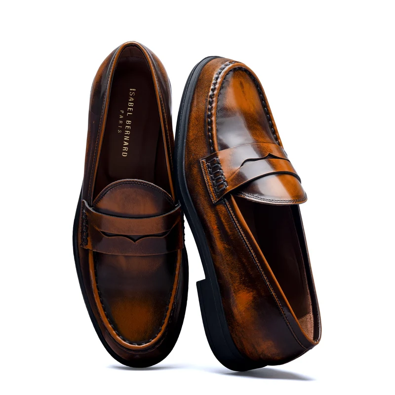 Isabel Bernard Vendôme Blandine mocassins en cuir spazzolato cognac IB51015-636-35