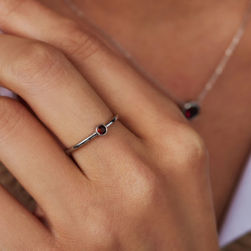 Violet Hamden Venus Zilveren Ring Met Geboortesteen VH330007JAN-60