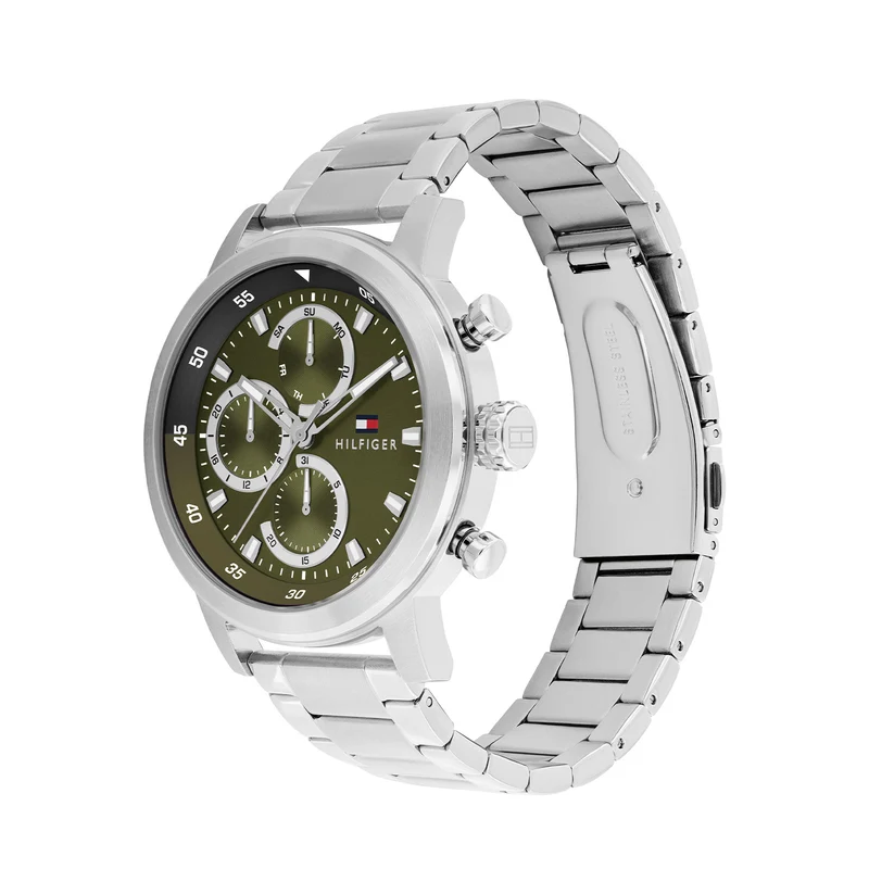 Tommy Hilfiger Rocky Montre Pour Homme Argentée et Verte TH1792180