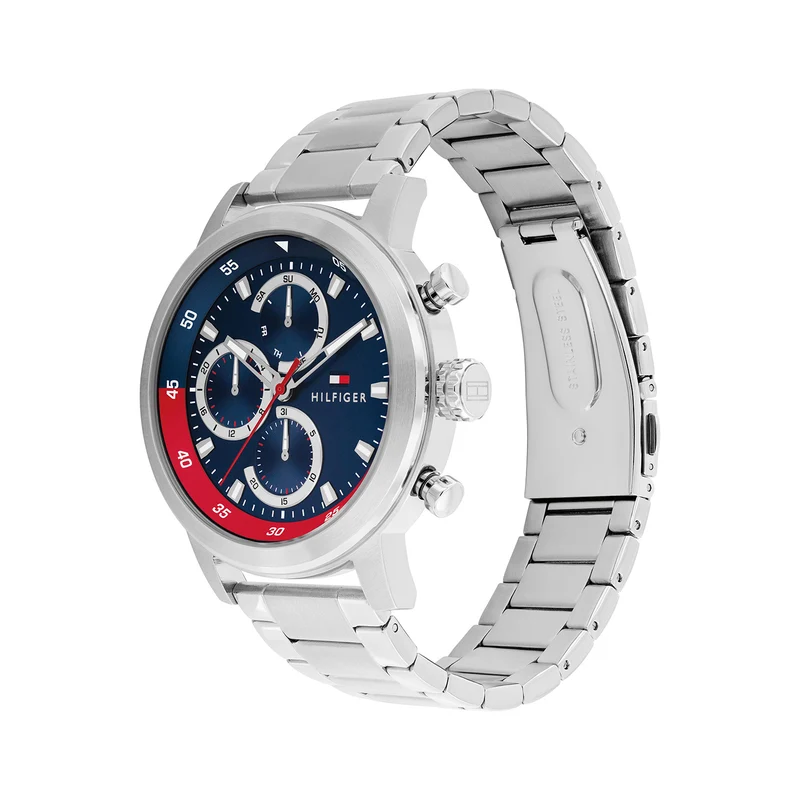 Tommy Hilfiger Rocky Montre Pour Homme Argentée et Bleue TH1792179