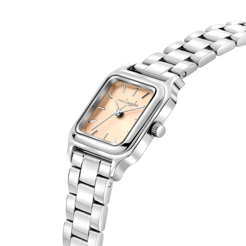 Violet Hamden Dawn Base Montre Carrée Femme Argentée et Taupe VH09036