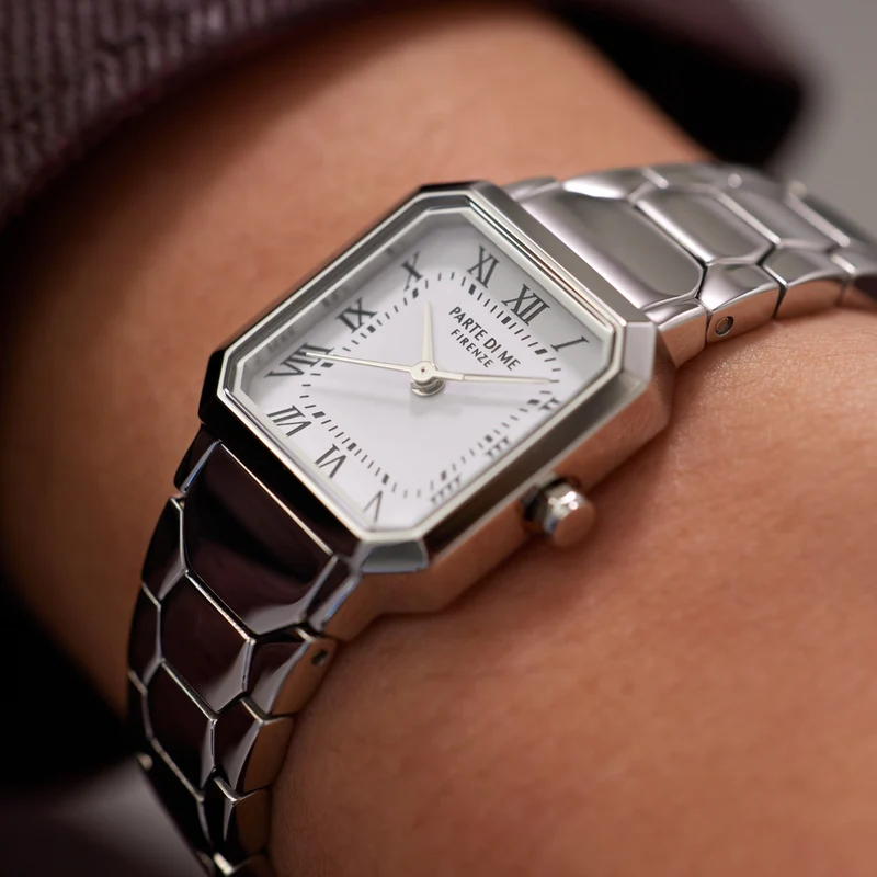 Parte di Me Orologio square ladies watch silver coloured and white PDM09027