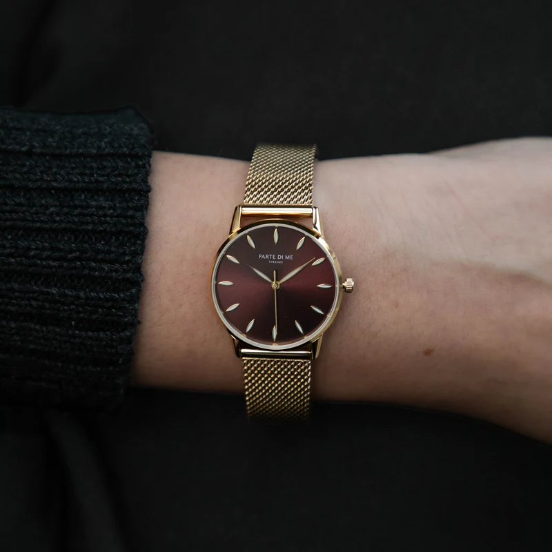 Parte Di Me Orologio montre ronde femme doré et brun foncé PDM09055