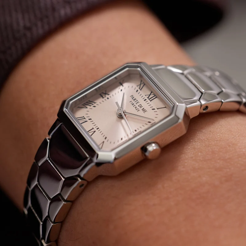 Parte di Me Orologio square ladies watch silver coloured and taupe PDM09028