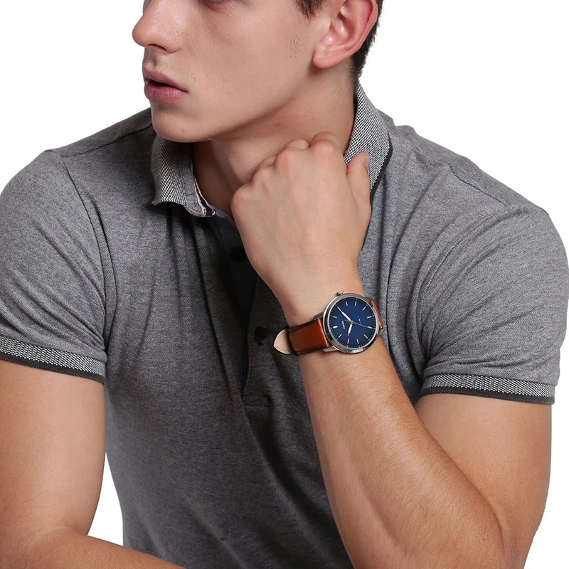 Fossil The Minimalist Montre Pour Homme Argentée Et Bleue FS5304