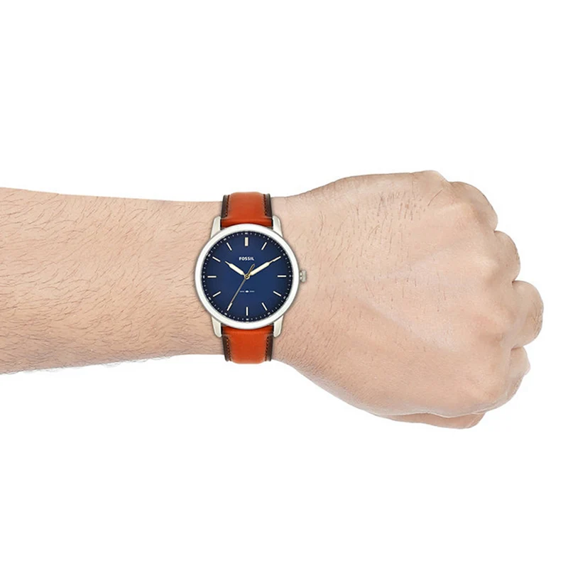 Fossil The Minimalist Montre Pour Homme Argentée Et Bleue FS5304
