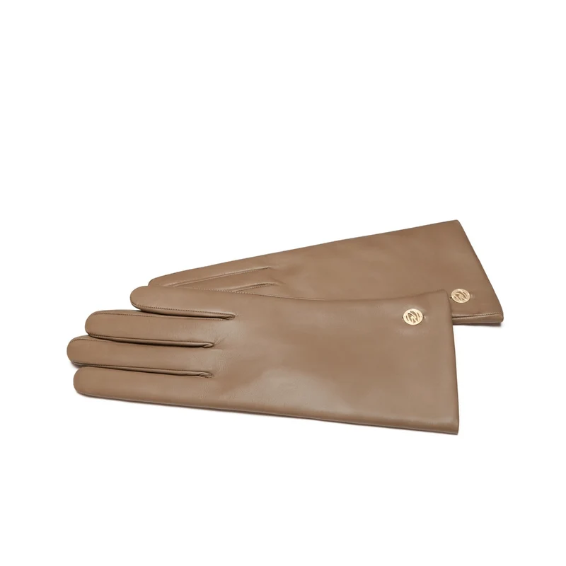 Isabel Bernard Honoré Eleanor taupe goatskin leather gloves IB67000-378-6.5