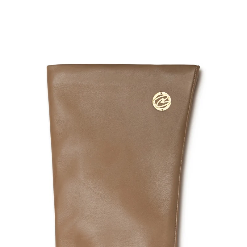 Isabel Bernard Honoré Eleanor taupe goatskin leather gloves IB67000-378-6.5