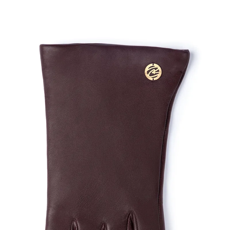 Isabel Bernard Honoré Eleanor gants marron foncé en cuir de chèvre IB67000-331-8