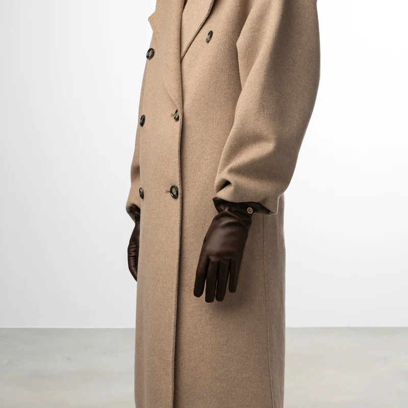 Isabel Bernard Honoré Eleanor gants marron foncé en cuir de chèvre IB67000-331-8