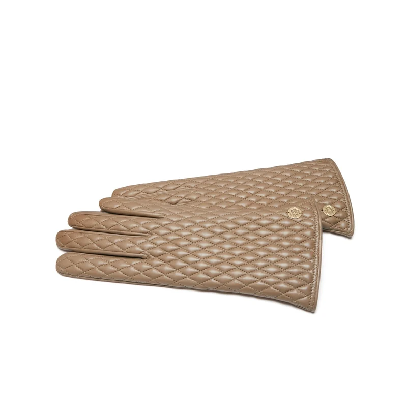 Isabel Bernard Honoré Rosette taupe goatskin leather gloves IB67002-378-7