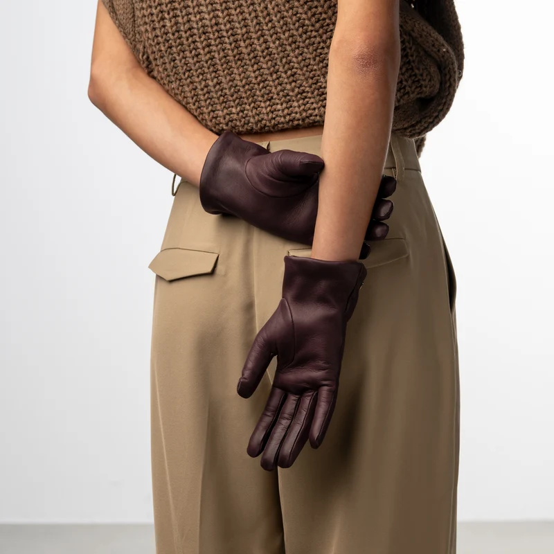 Isabel Bernard Honoré Eleanor gants bordeaux en cuir de chèvre IB67000-352-7.5