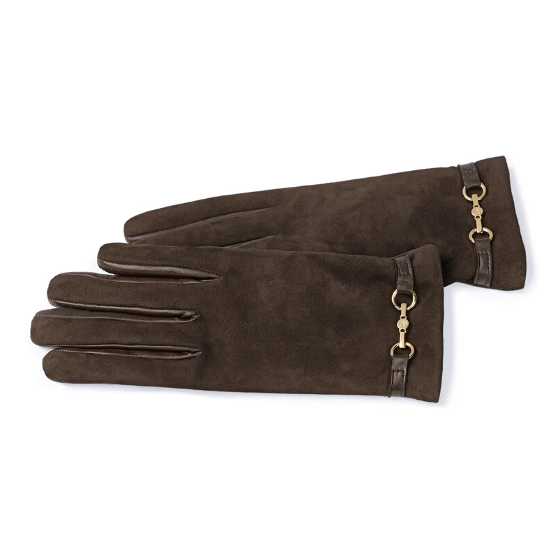 Isabel Bernard Honoré Marcelia gants marron foncé en daim de chèvre IB67001-131-6.5