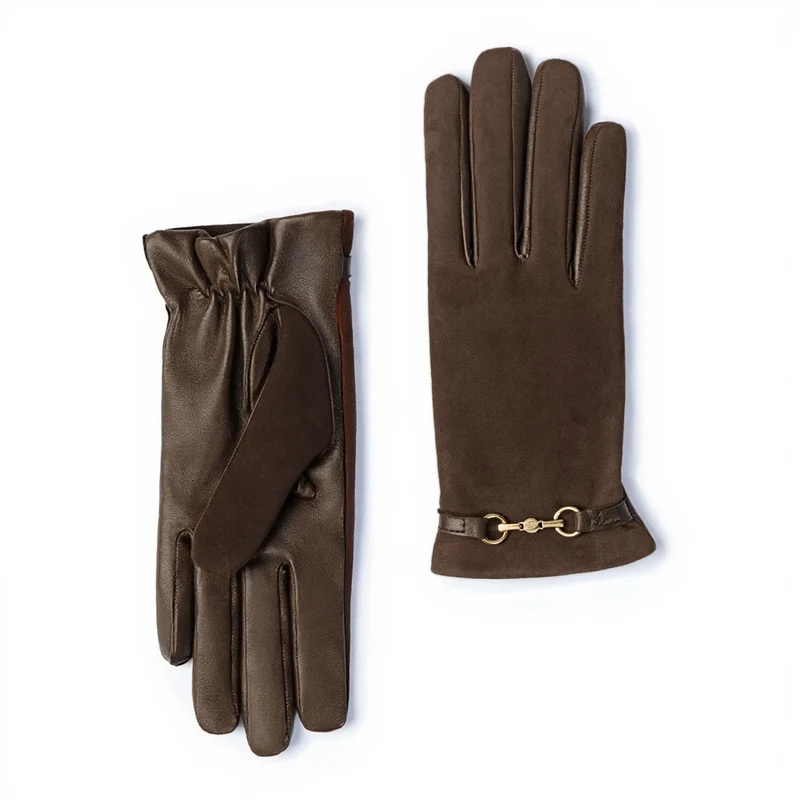 Isabel Bernard Honoré Marcelia gants marron foncé en daim de chèvre IB67001-131-6.5