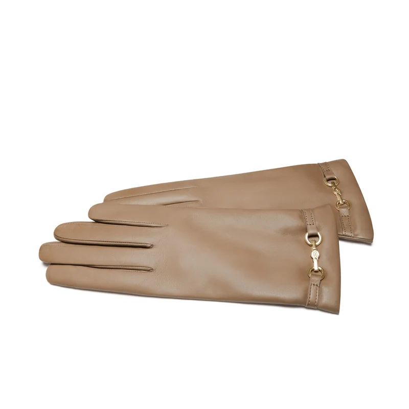 Isabel Bernard Honoré Gants Marcelia en cuir de chèvre taupe IB67001-378-6.5