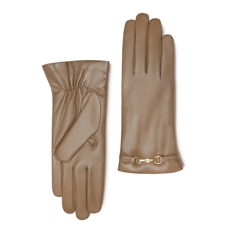 Isabel Bernard Honoré Gants Marcelia en cuir de chèvre taupe IB67001-378-6.5