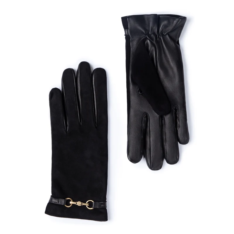 Isabel Bernard Honoré Marcelia gants noirs en daim de chèvre IB67001-101-7.5