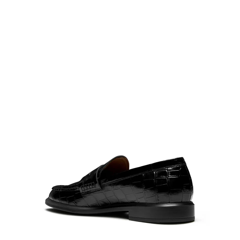 Isabel Bernard Mocassins Vendôme Blandine en cuir de veau noir croco IB51015-201-38