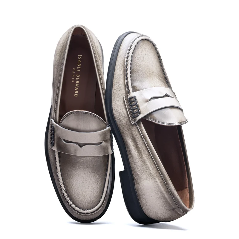 Isabel Bernard Vendôme Blandine mocassins en cuir spazzolato crème IB51015-638-39