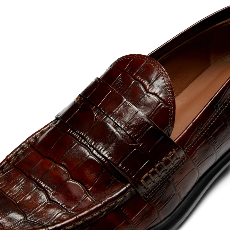 Isabel Bernard Mocassins Vendôme Blandine en cuir de veau marron croco IB51015-230-37