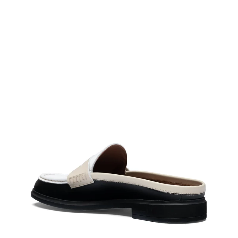 Isabel Bernard Vendôme Blandine mules en cuir de veau noir et blanc avec détails blancs IB51016-10170-35