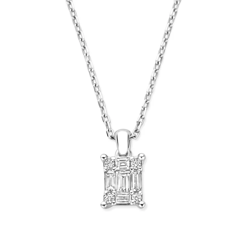 Isabel Bernard De la Paix Maxime collier en or blanc 14 carats avec diamant 0.13 ct IBD350023