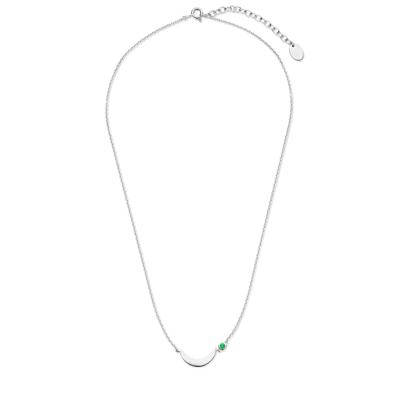 Violet Hamden Luna Collier en Argent 925 Sterling avec Lune et Pierre de Zircon Vert VH340037