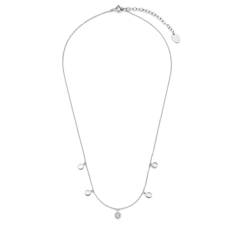 Violet Hamden Luna Collier en Argent 925 Sterling avec Lunes et Pierre de Zircon Blanc VH340039