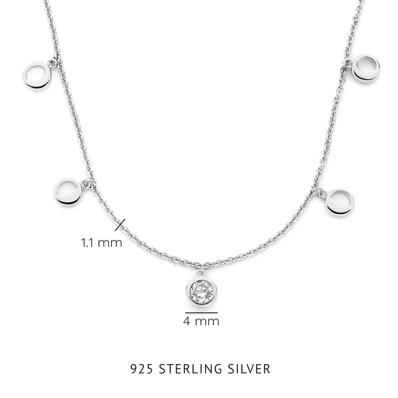 Violet Hamden Luna Collier en Argent 925 Sterling avec Lunes et Pierre de Zircon Blanc VH340039