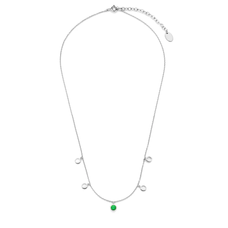 Violet Hamden Luna Collier en Argent 925 Sterling avec Lunes et Pierre de Zircon Vert VH340041