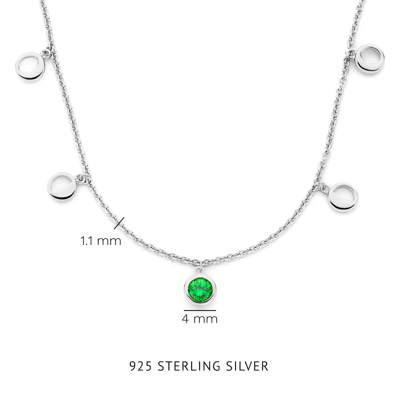 Violet Hamden Luna Collier en Argent 925 Sterling avec Lunes et Pierre de Zircon Vert VH340041