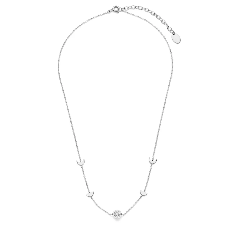 Violet Hamden Luna Collier en Argent 925 Sterling avec Lunes et Pierre de Zircon Blanc VH340043