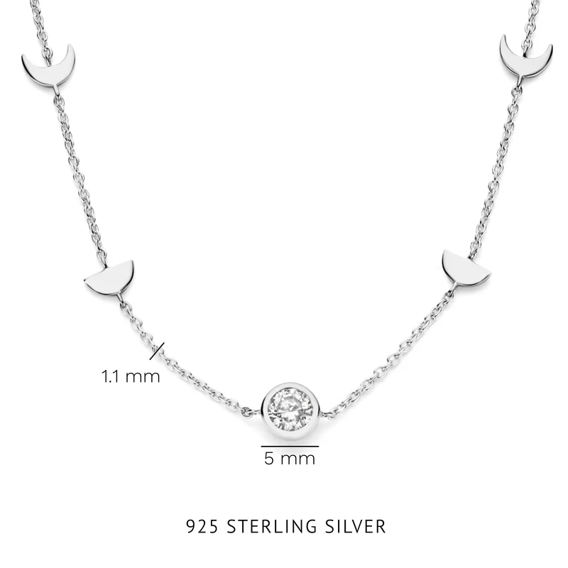 Violet Hamden Luna Collier en Argent 925 Sterling avec Lunes et Pierre de Zircon Blanc VH340043