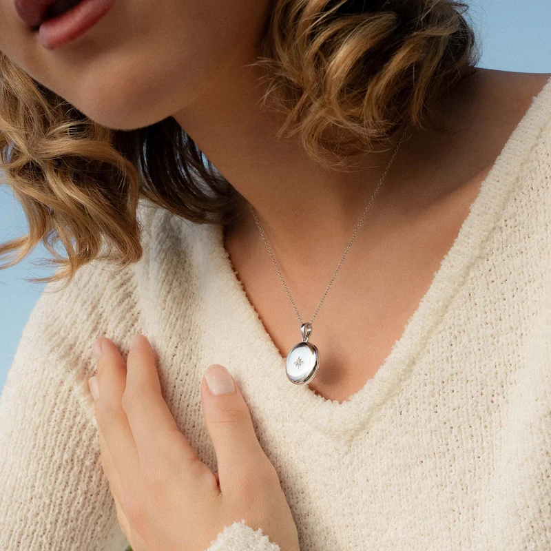 Violet Hamden Sisterhood Memory Collier en Argent 925 Sterling avec Médaillon Photo VH340029