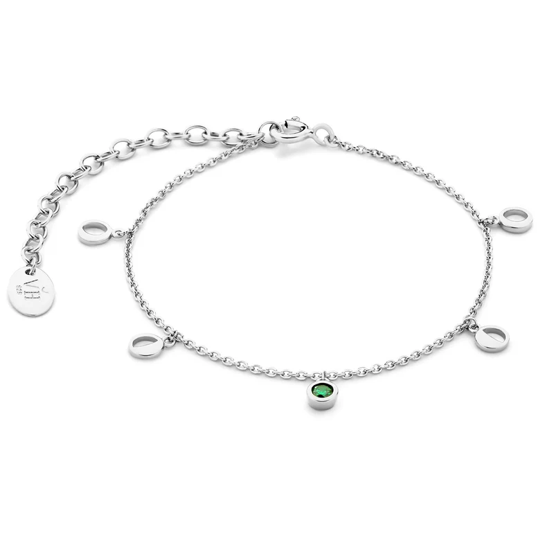 Violet Hamden Violet's Gift Coffret Bracelet et Clous d’Oreilles en Argent 925 Sterling avec Pierres de Zircon Vertes VH90061