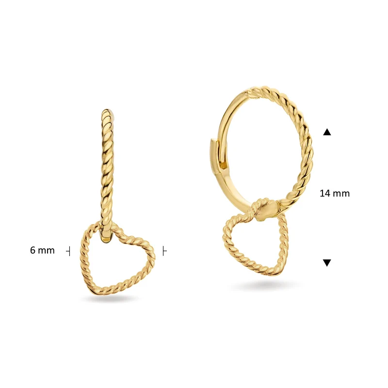 Jackie Gold Amour Boucles D'Oreilles En Or 14 Carats 585 JKE25.515