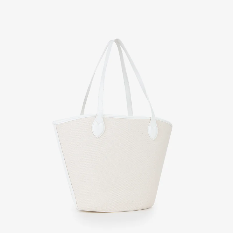 Valentino Bags Covent Sac cabas Covent beige et blanc VBS7QO02CANNATUR/BIANCO