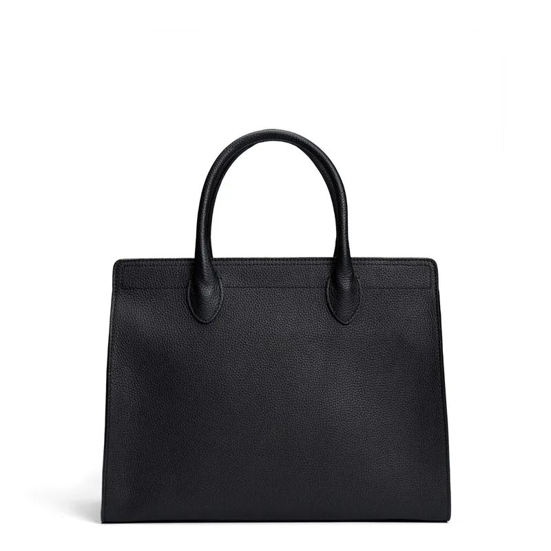 Isabel Bernard Honoré Nadine noir sac à main en cuir de veau avec compartiment pour ordinateur portable 13 pouces IB25110-001-13