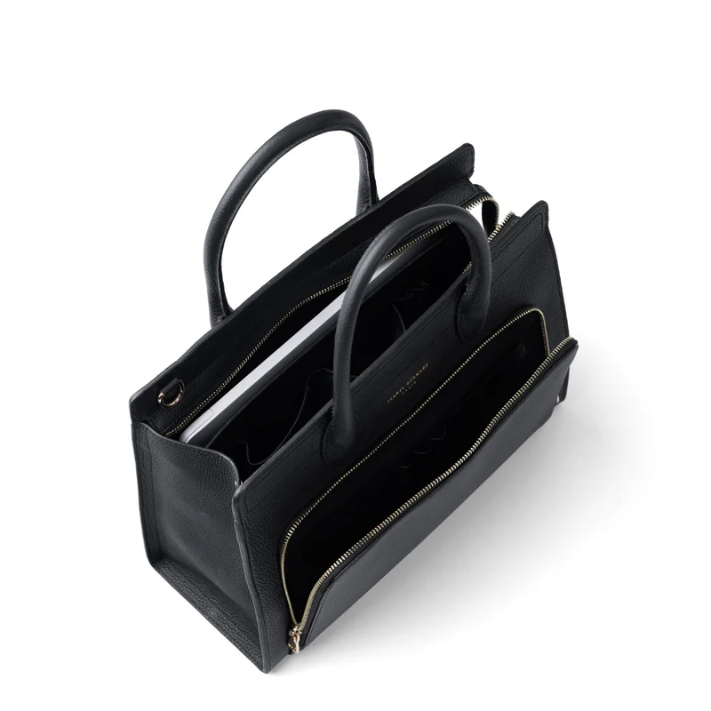 Isabel Bernard Honoré Nadine noir sac à main en cuir de veau avec compartiment pour ordinateur portable 13 pouces IB25110-001-13