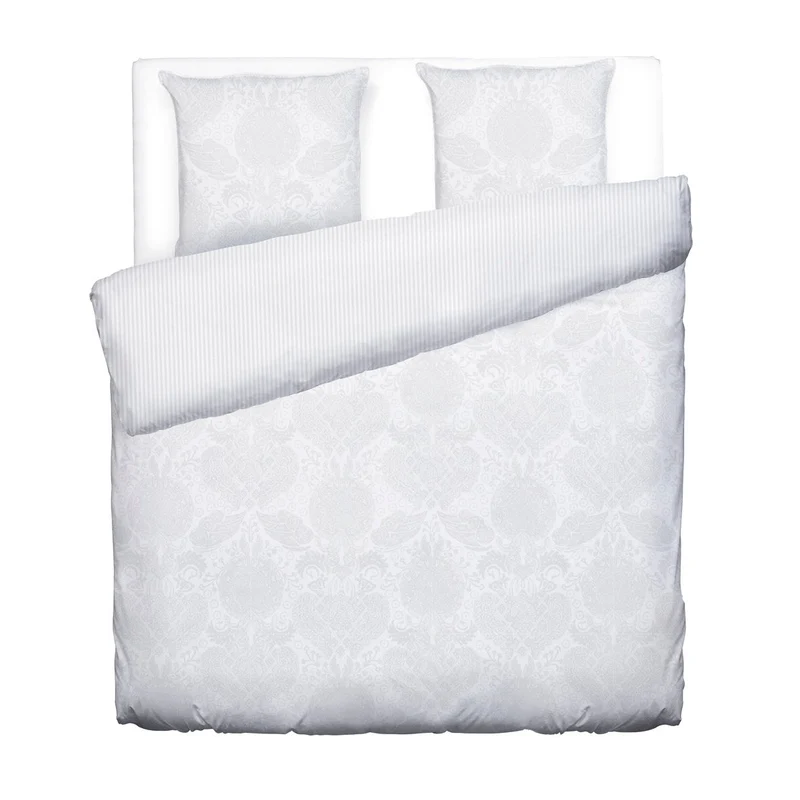 Housse de couette + taie(s) d'oreiller en satin de coton - tissé Jacquard - Arles Blanc