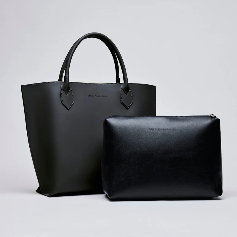 Sac cabas George V en cuir de veau italien avec pochette amovible
